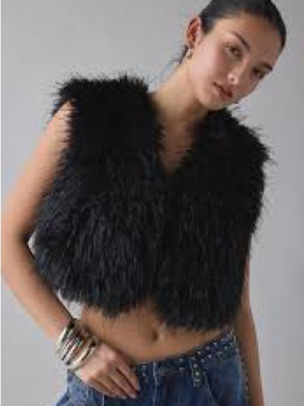 BB DAKOTA cropped faux fur vest coat collar sz.XS